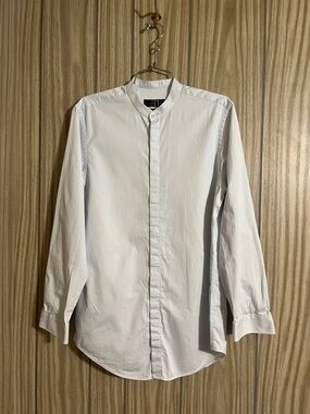 Simons Slim Fit blue extra light Band-Collar Dress Shirt Neck 15